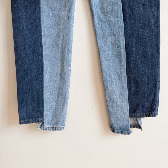 E.L.V. DENIM • Contrast Straight Leg Jean in Dark / Mid Blue - Picture 11 of 13
